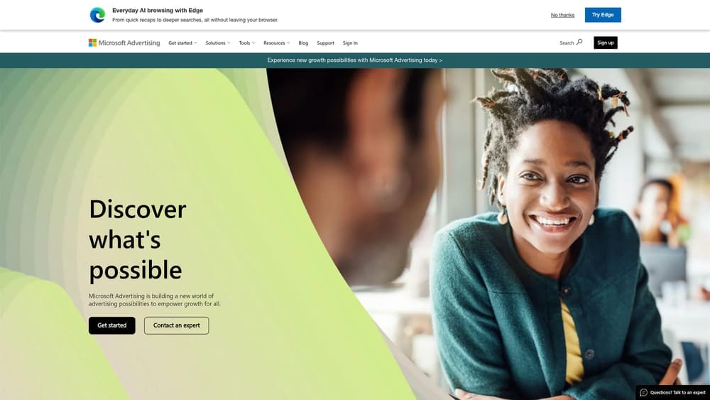 Screenshot of Microsoft Advertising Editor website