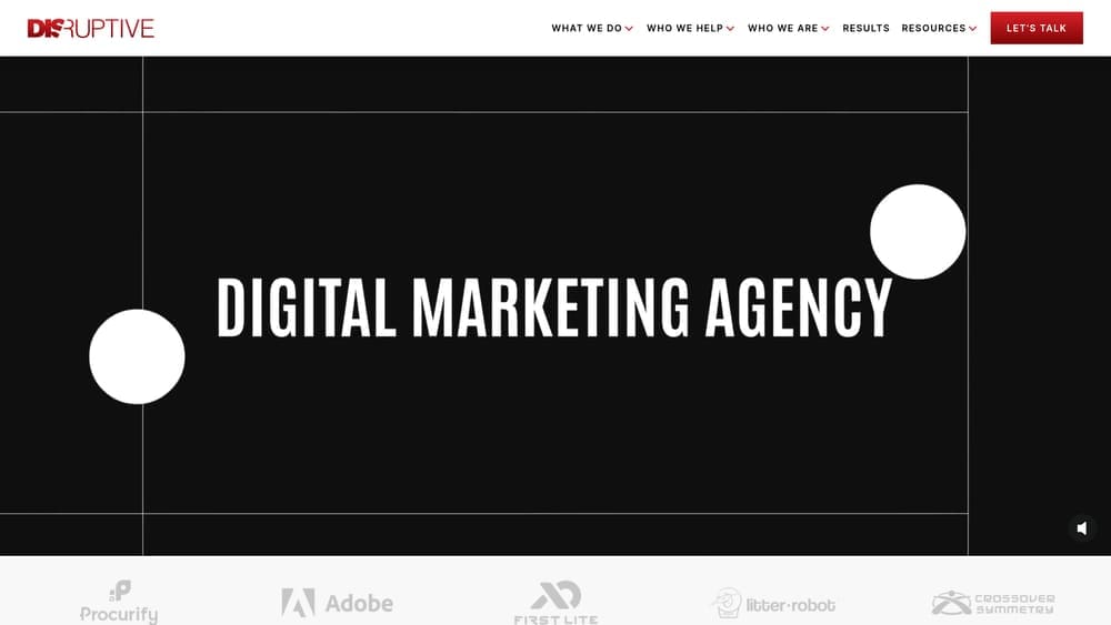 Screenshot of Disruptive Advertising website