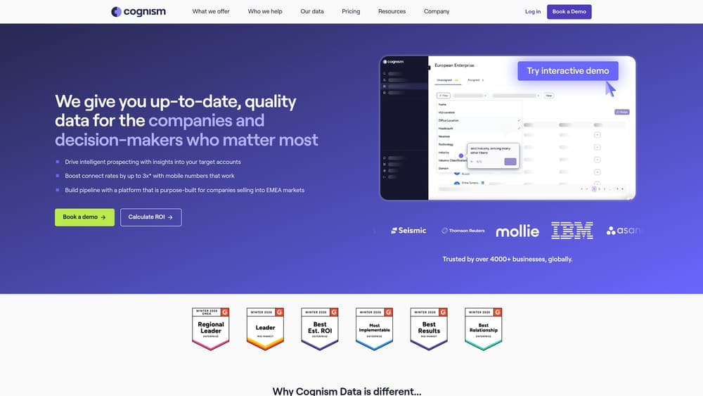 Screenshot of Cognism website