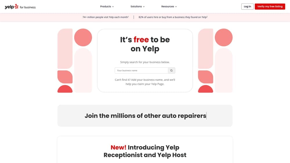 Screenshot of Yelp Advertising website