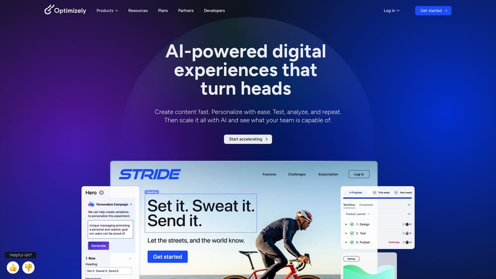 Screenshot of Optimizely website