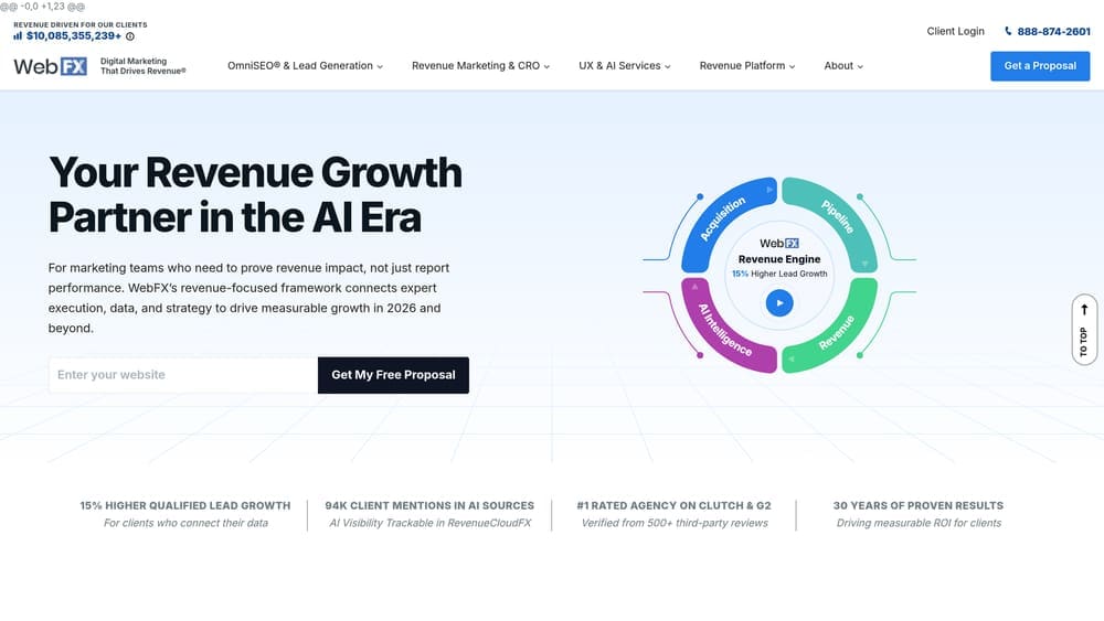 Screenshot of WebFX website