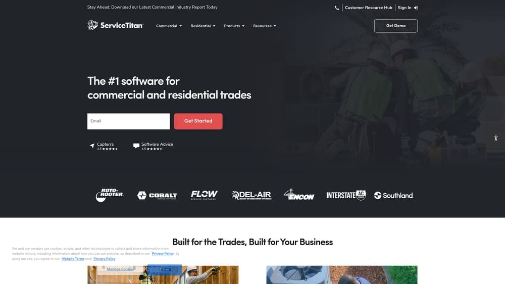 Screenshot of ServiceTitan website