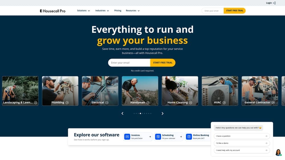 Screenshot of Housecall Pro website