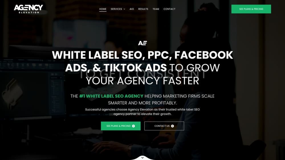 Screenshot of AgencyElevation website