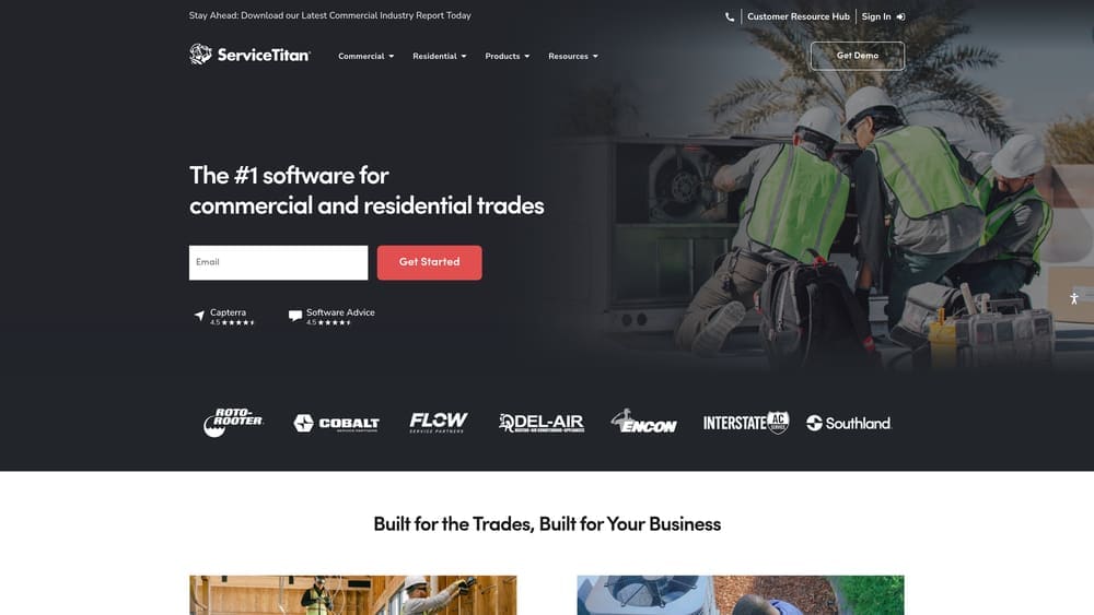 Screenshot of ServiceTitan website