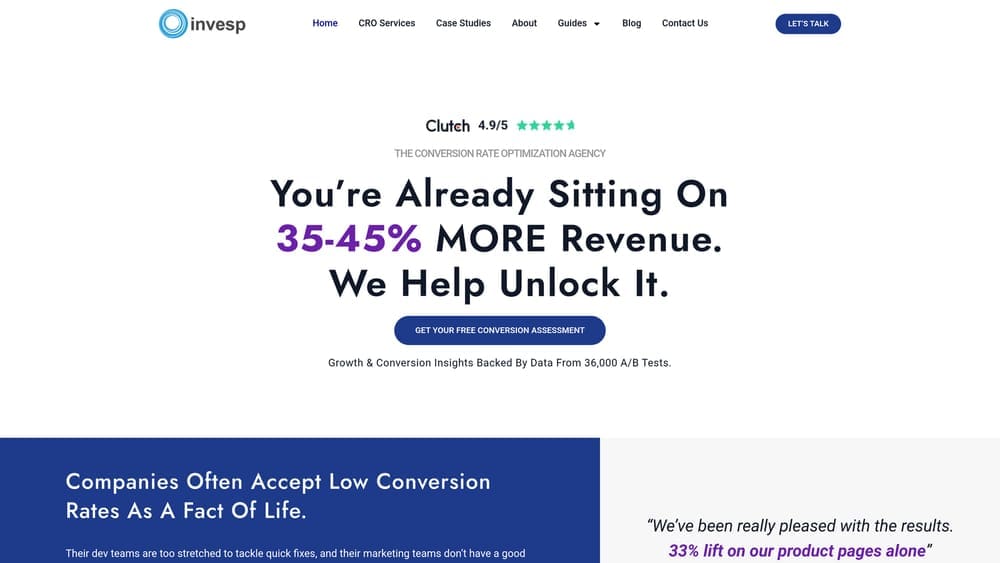 Screenshot of Invesp website