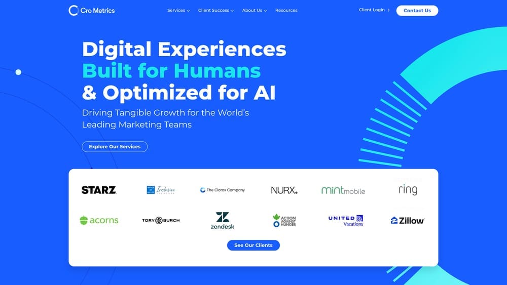 Screenshot of Cro Metrics website