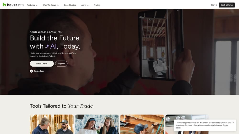Screenshot of Houzz Pro website