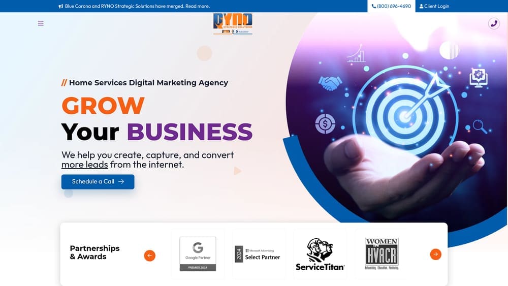 Screenshot of Blue Corona website