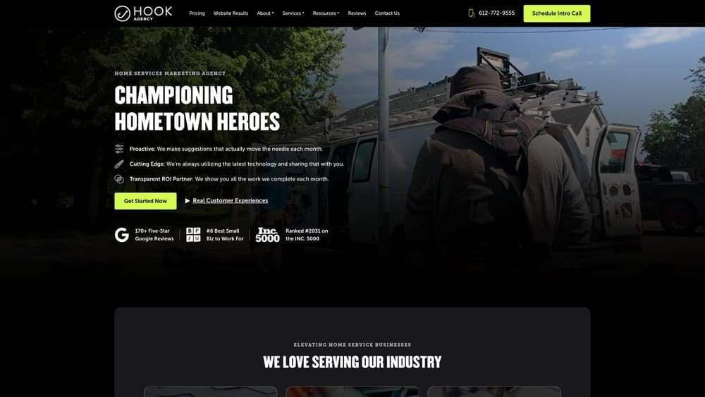 Screenshot of Hook Agency website