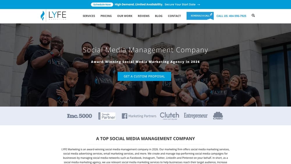 Screenshot of LYFE Marketing website