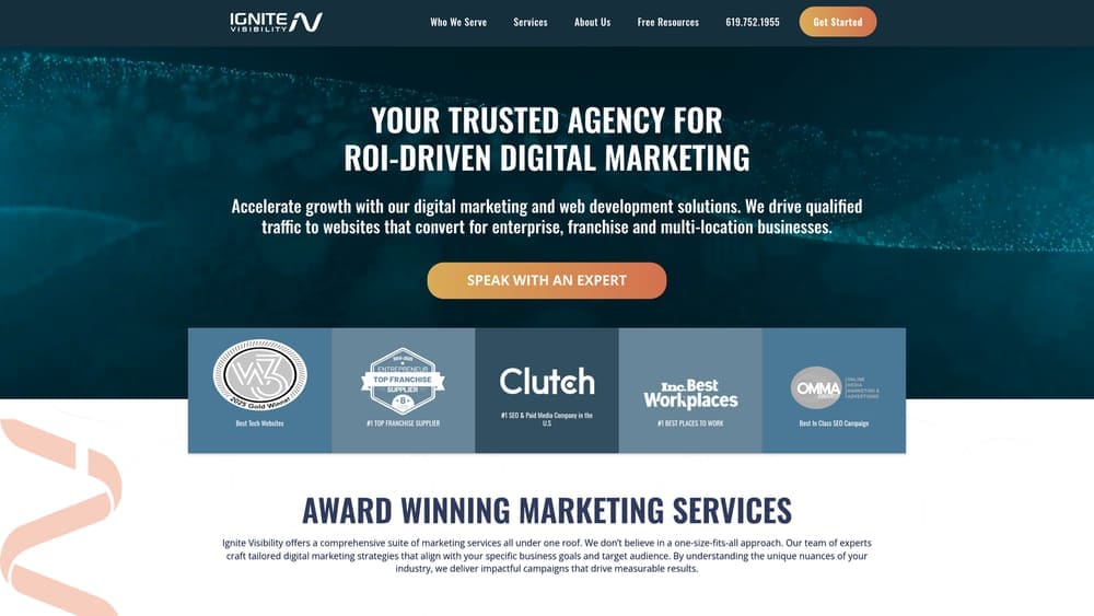 Screenshot of Ignite Visibility website