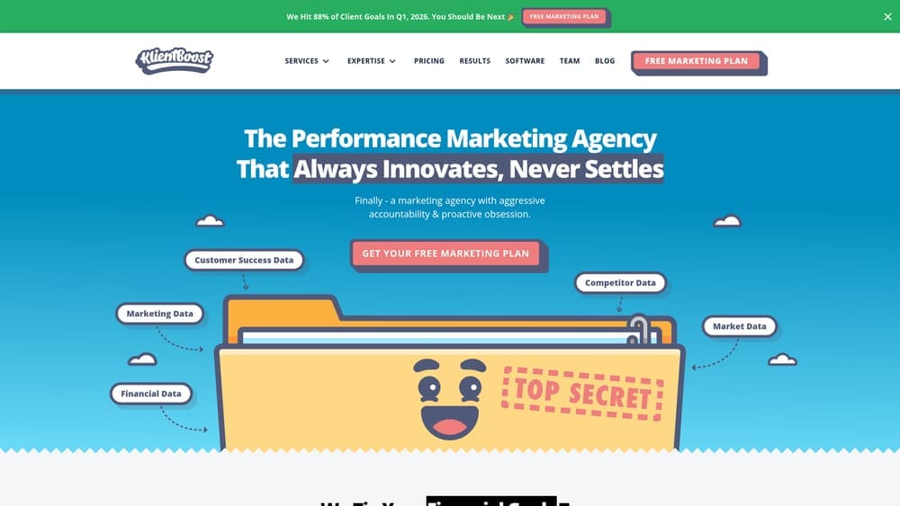 Screenshot of KlientBoost website