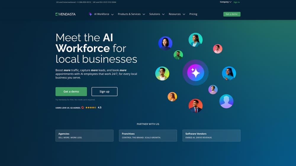 Screenshot of Vendasta website