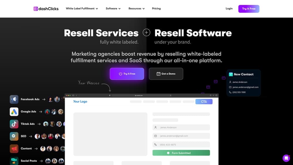 Screenshot of DashClicks website