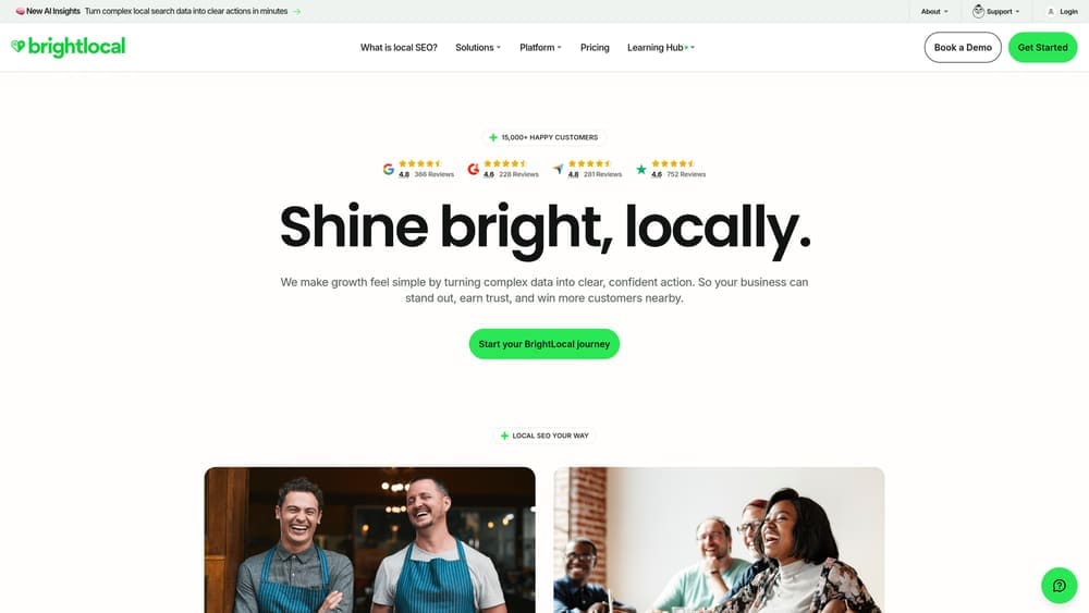 Screenshot of BrightLocal website