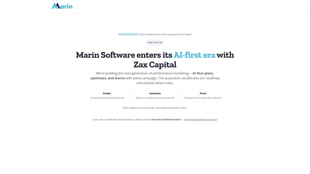 Screenshot of Marin Software website
