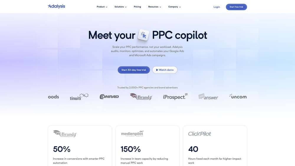 Screenshot of Adalysis website