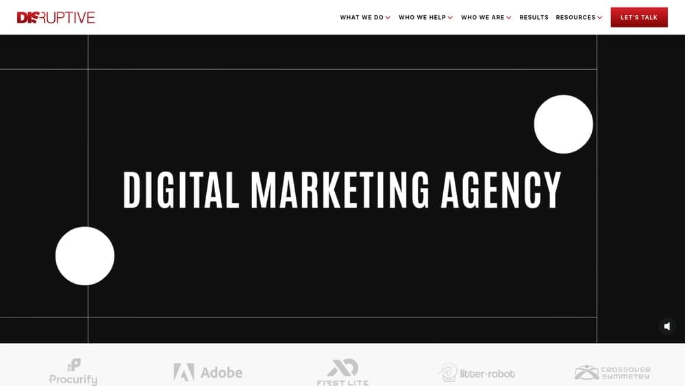 Screenshot of Disruptive Advertising website