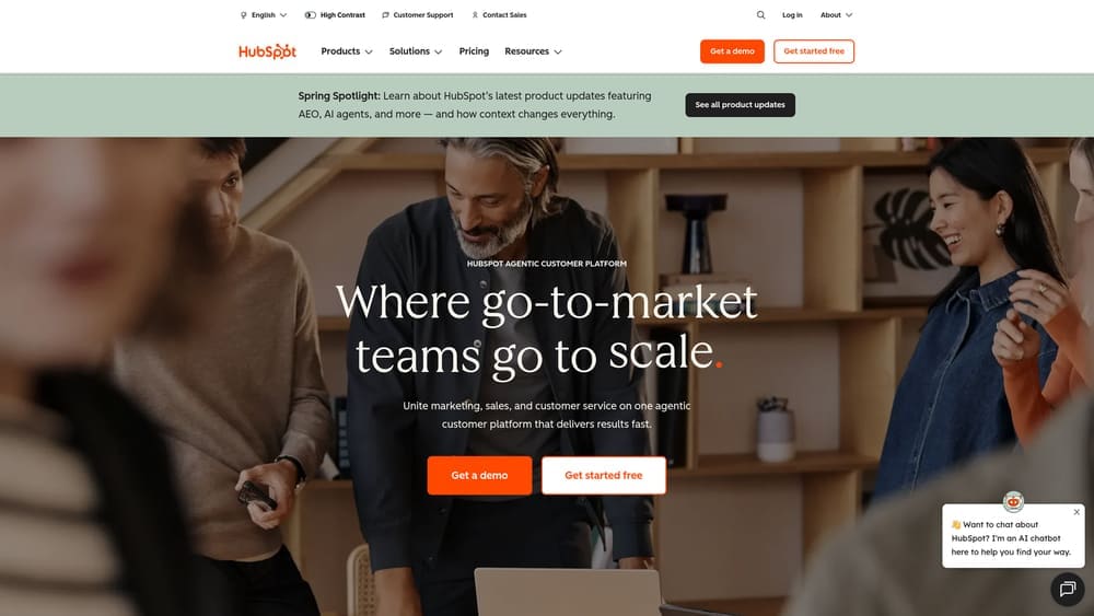 Screenshot of HubSpot CRM website