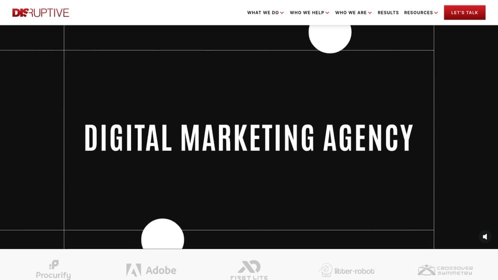 Screenshot of Disruptive Advertising website