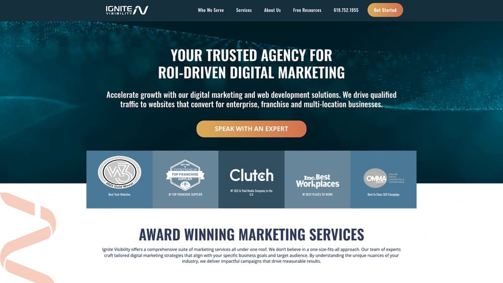 Screenshot of Ignite Visibility website