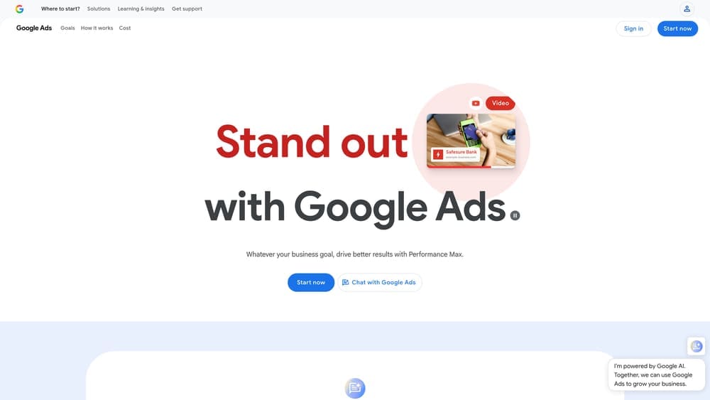 Screenshot of Google Ads website