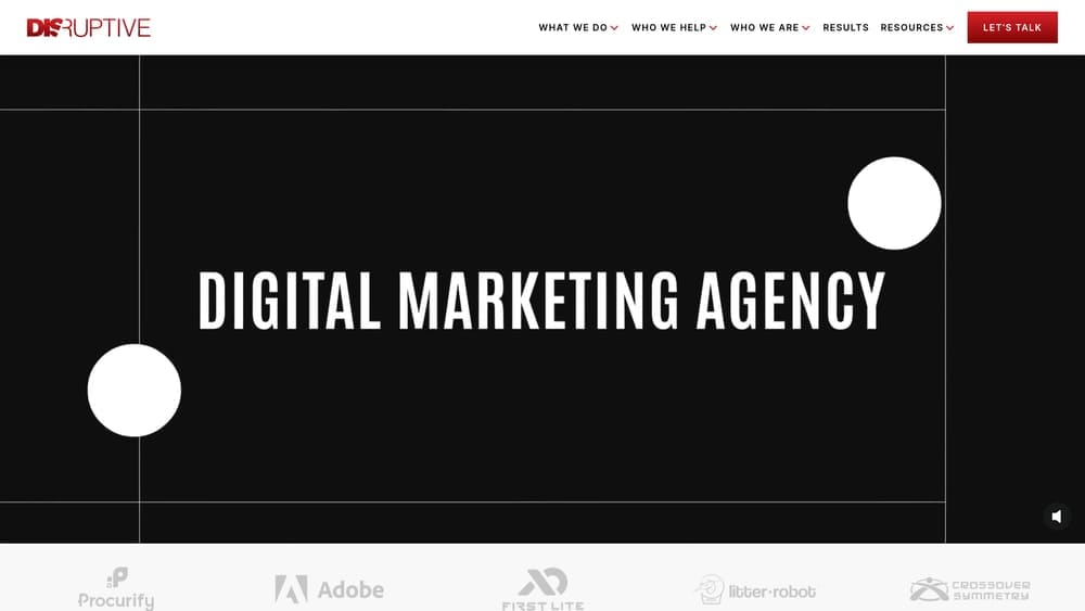 Screenshot of Disruptive Advertising website