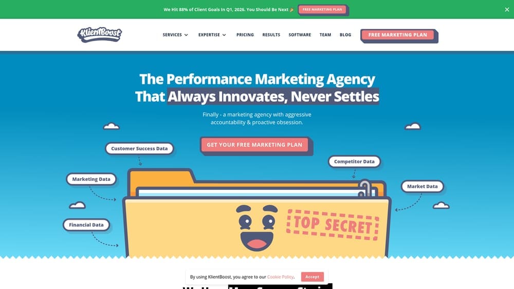 Screenshot of KlientBoost website