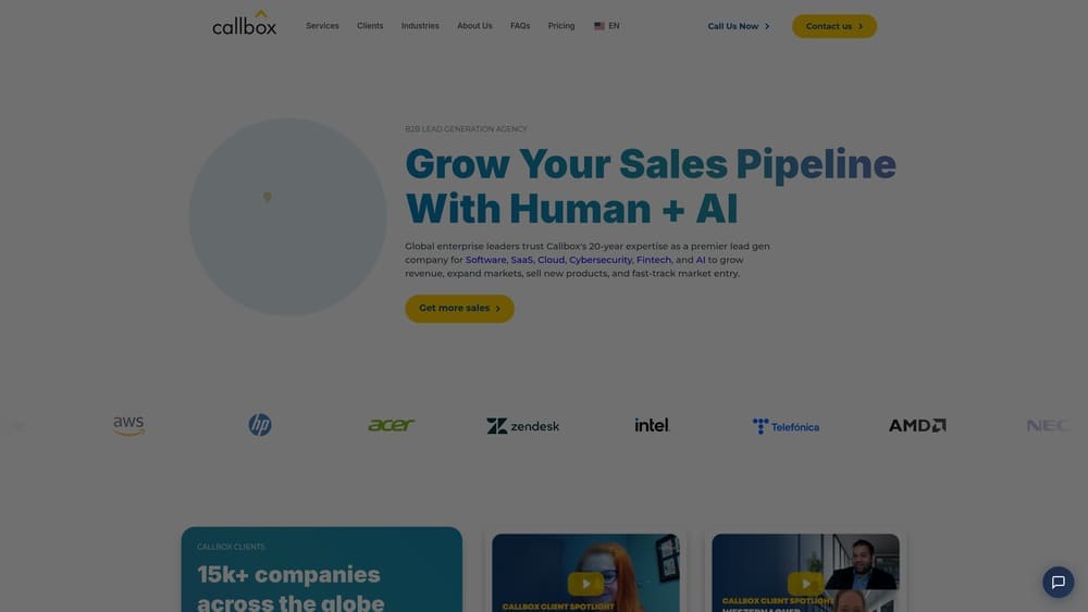 Screenshot of Callbox website