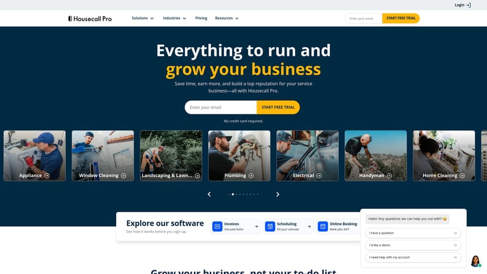 Screenshot of Housecall Pro website