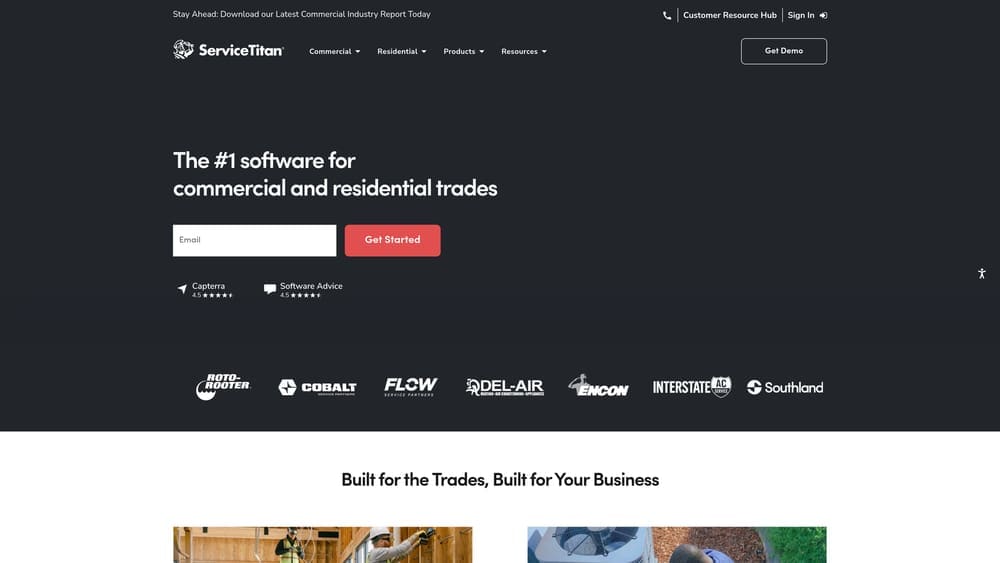 Screenshot of ServiceTitan website