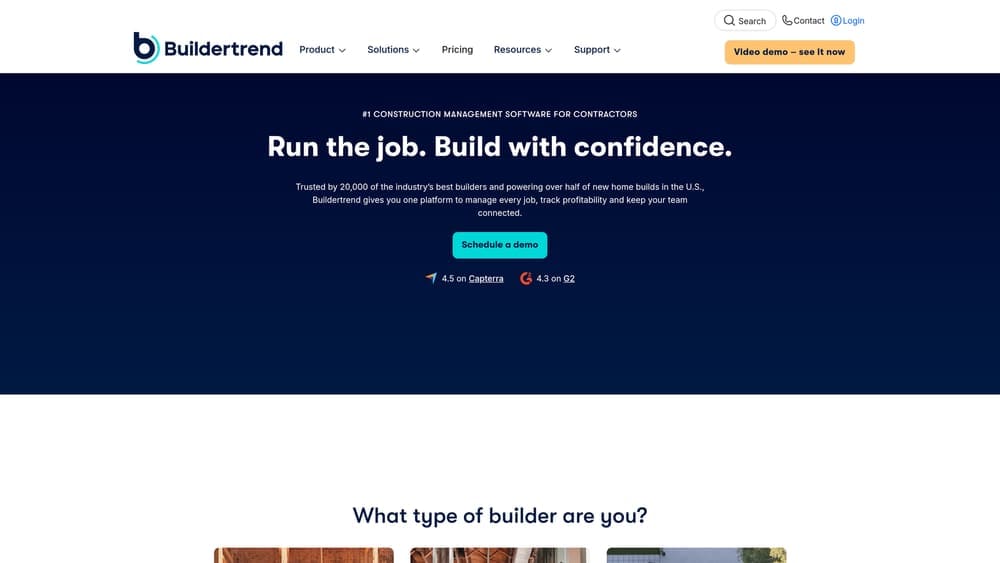 Screenshot of BuilderTrend website