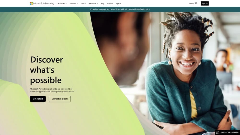 Screenshot of Microsoft Advertising website