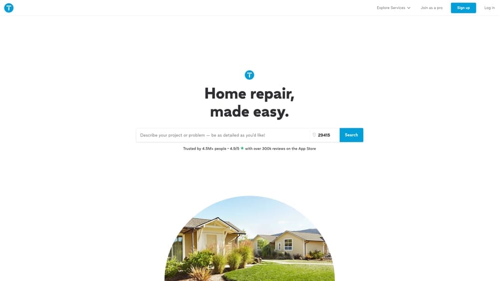 Screenshot of Thumbtack website