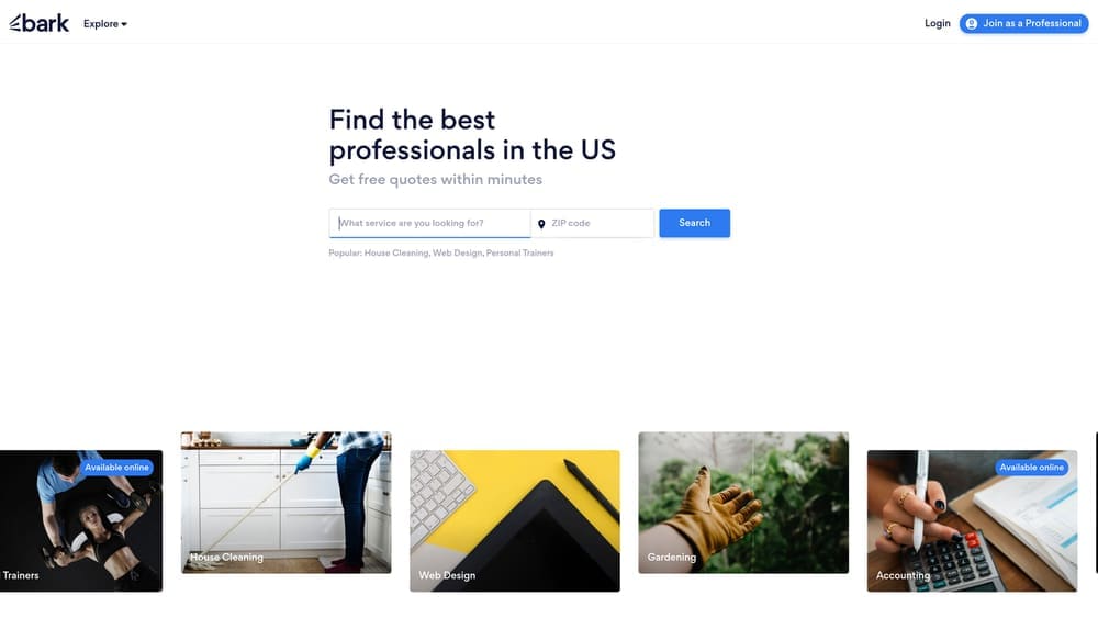 Screenshot of Bark website