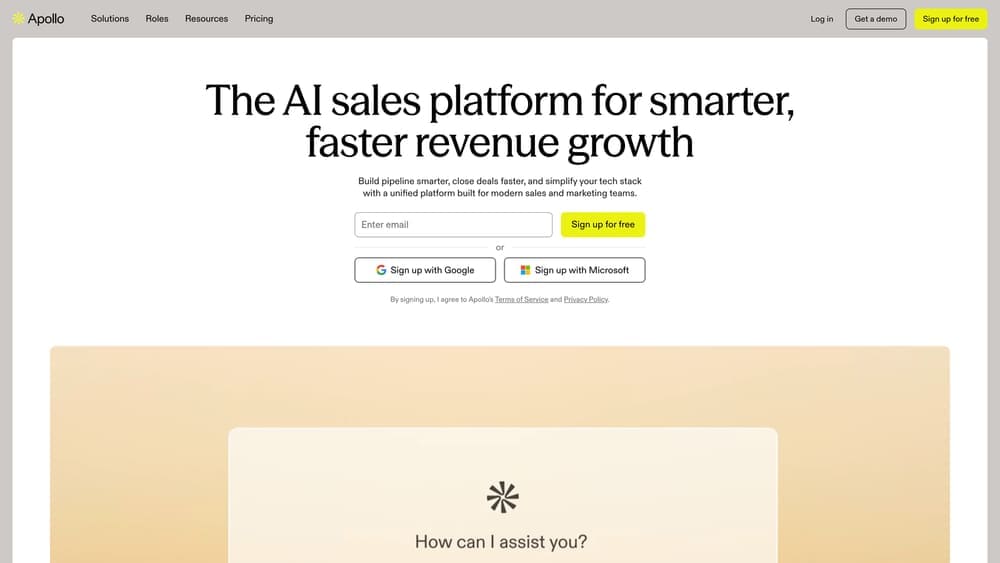 Screenshot of Apollo.io website