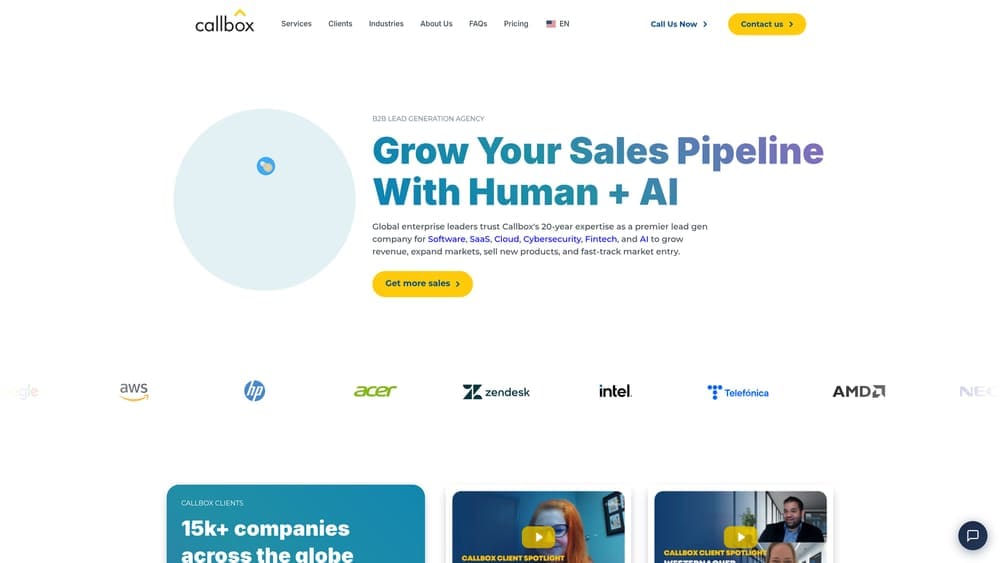 Screenshot of Callbox website
