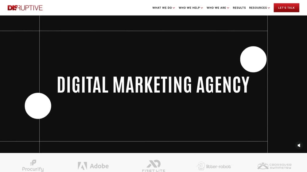 Screenshot of Disruptive Advertising website