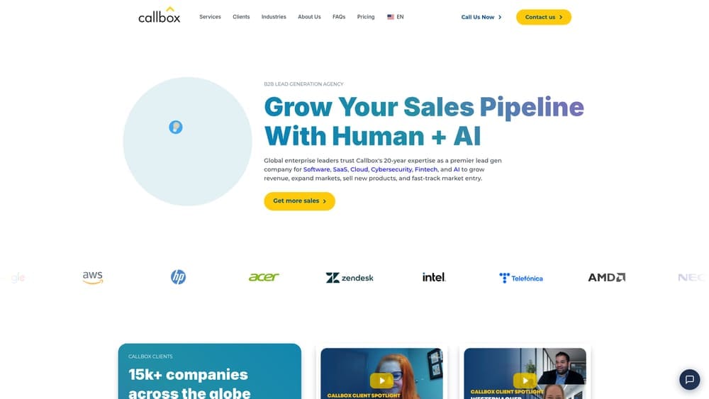 Screenshot of Callbox website