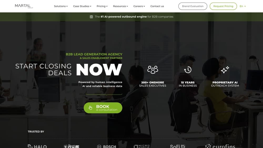 Screenshot of Martal Group website