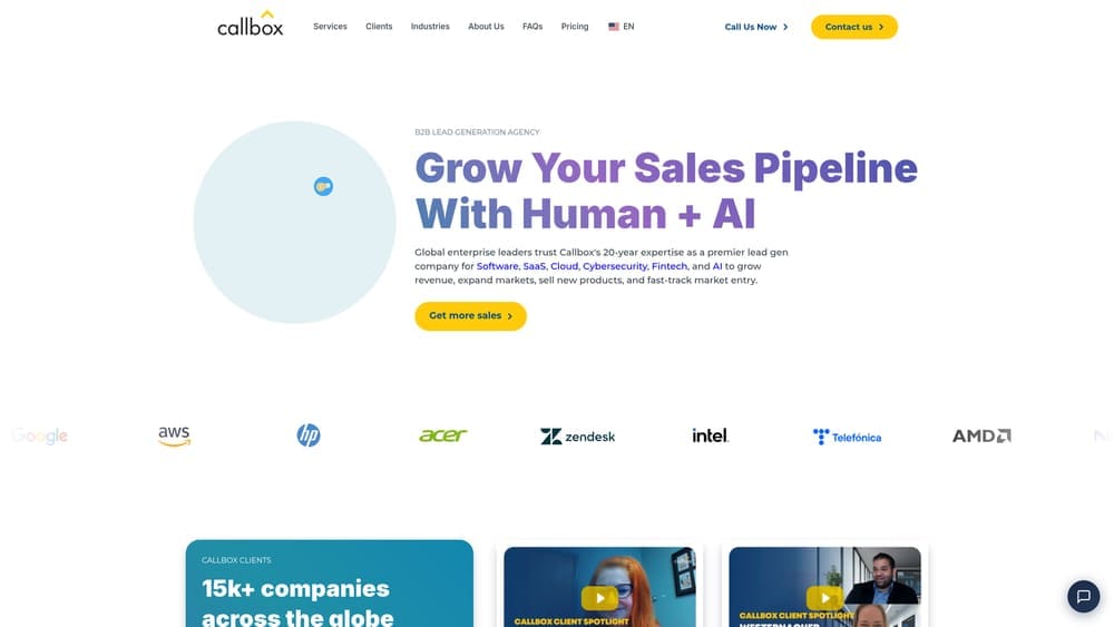 Screenshot of Callbox website