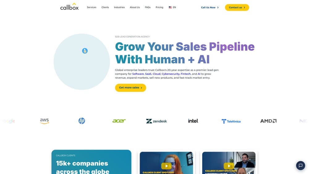 Screenshot of Callbox website