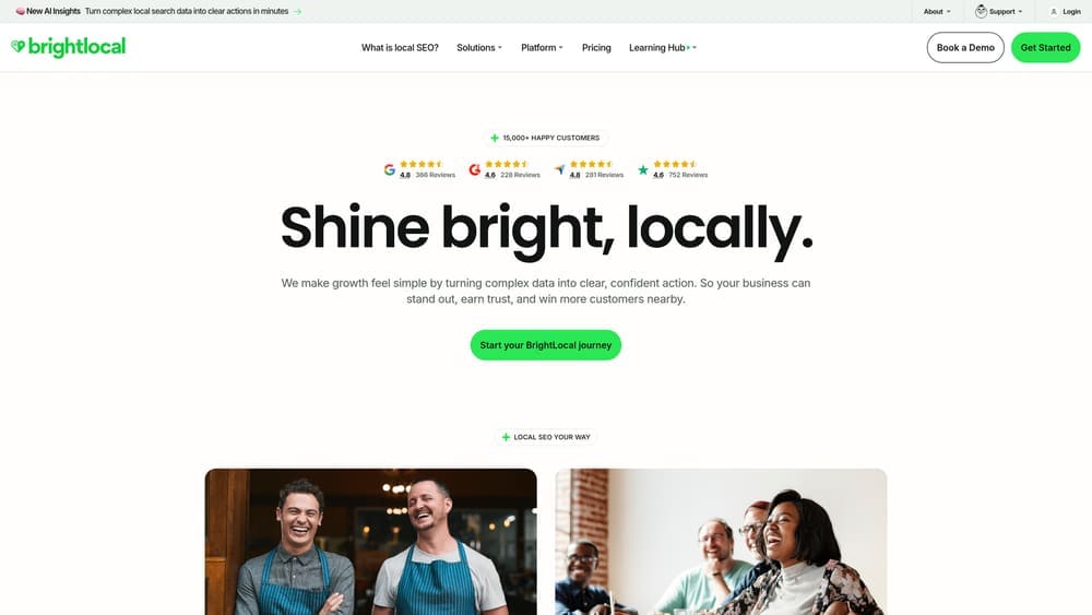 Screenshot of BrightLocal website