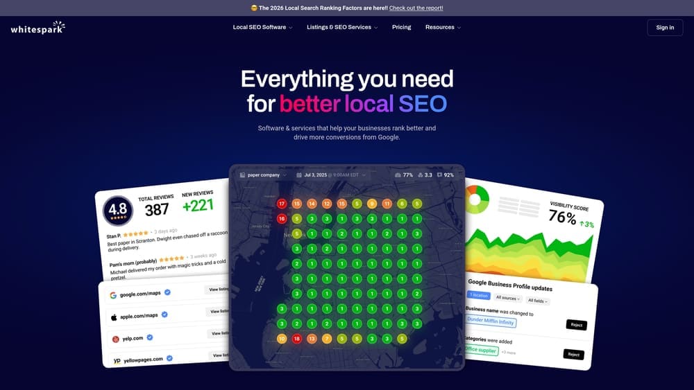 Screenshot of Whitespark website