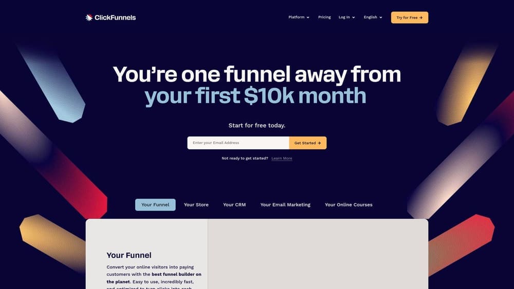 Screenshot of ClickFunnels website