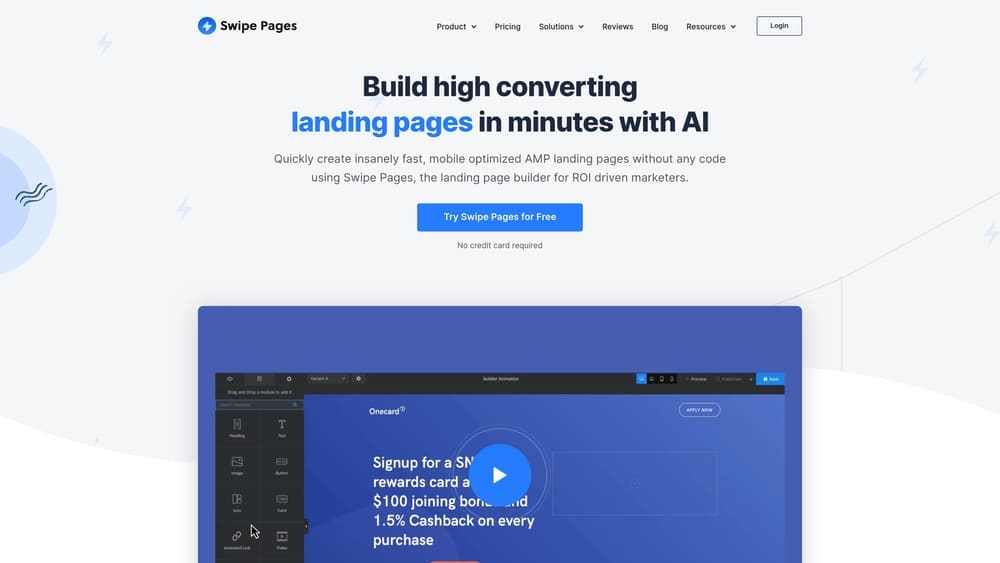 Screenshot of Swipe Pages website