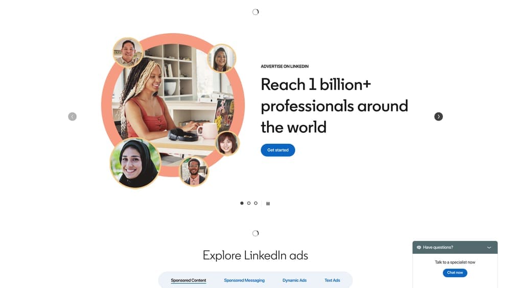 Screenshot of LinkedIn Ads website