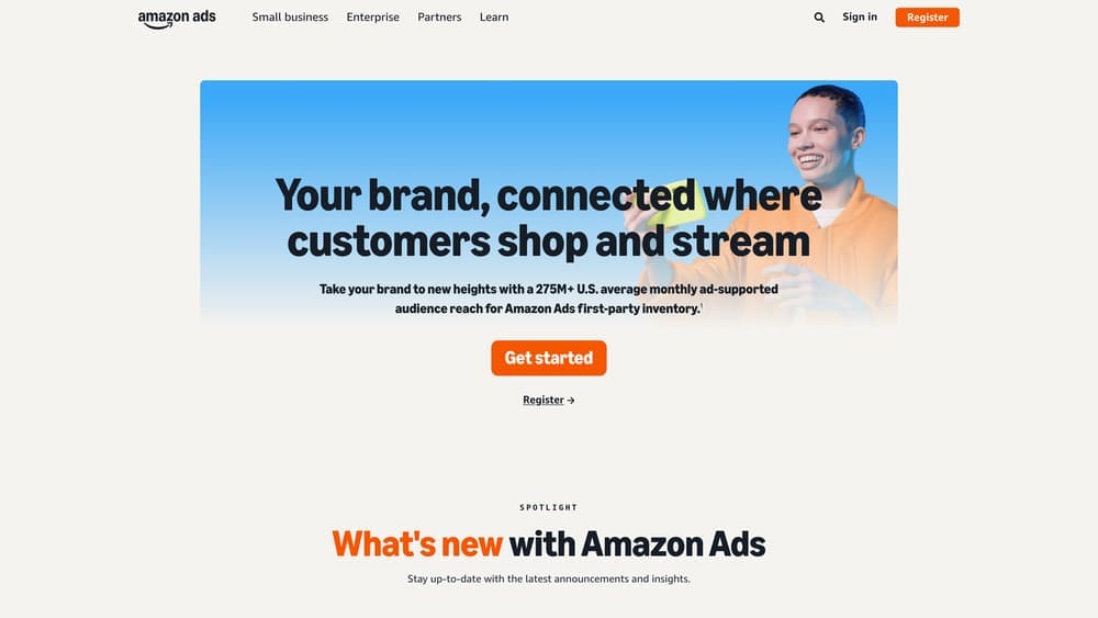 Screenshot of Amazon Advertising website